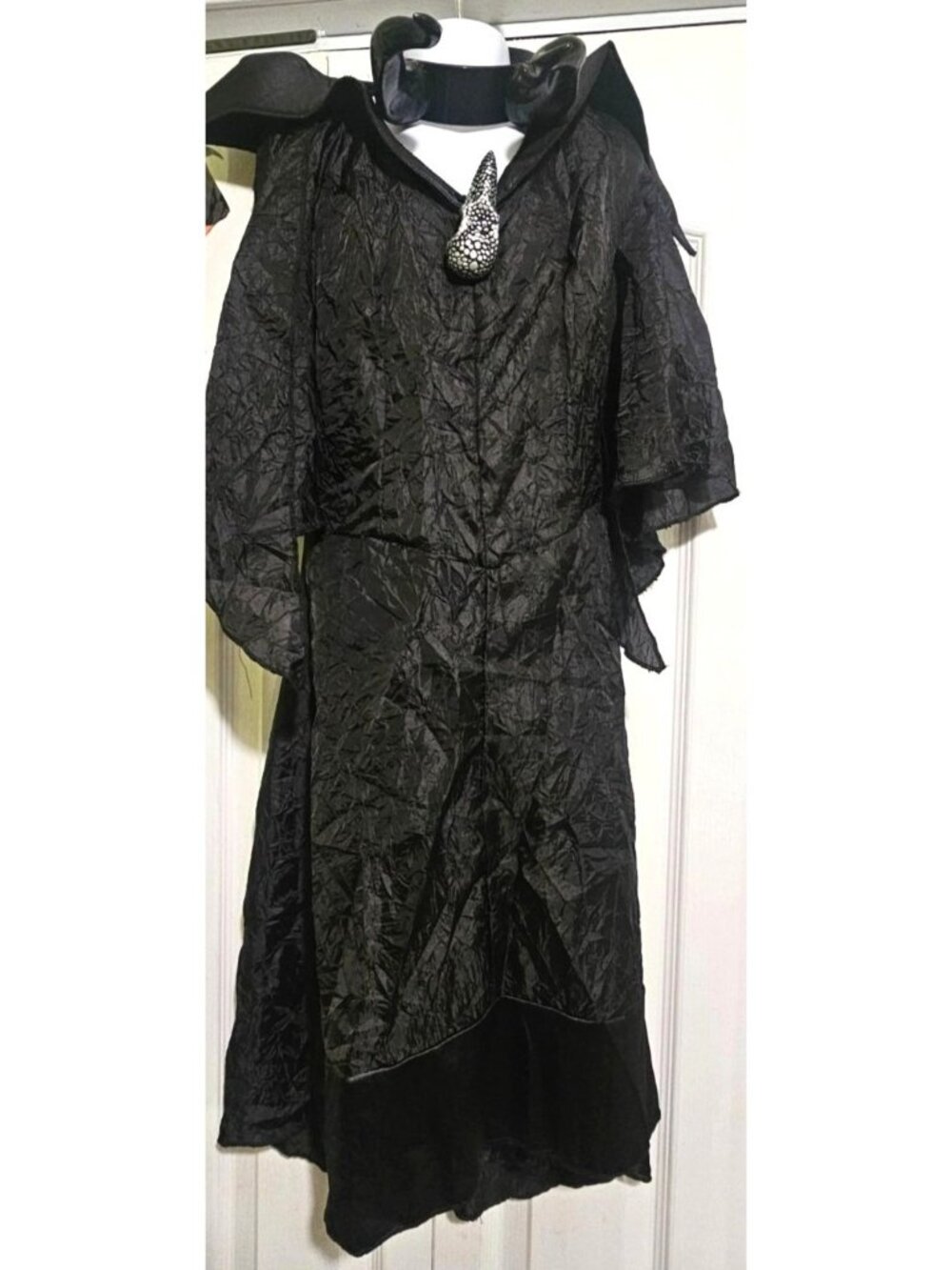 Maleficent Christening Gown Costume Girls 10-12 Disney Villain Black Dress Horns